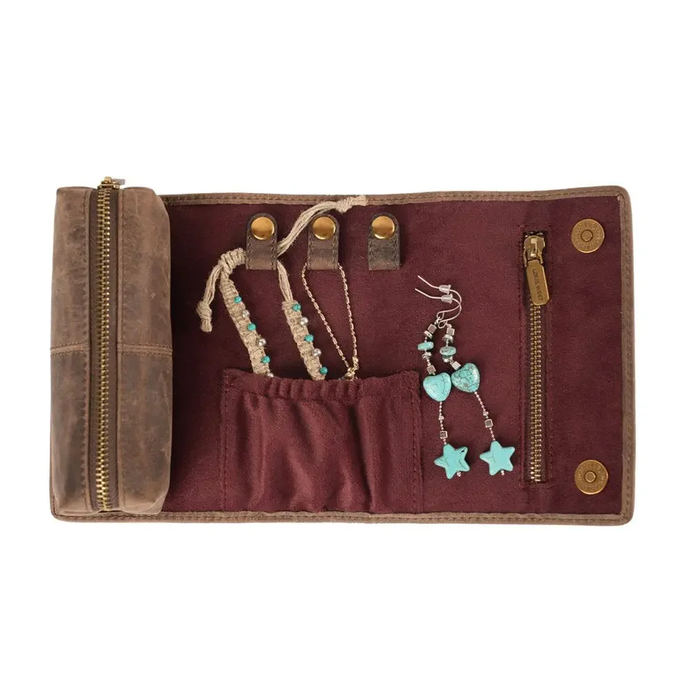 Canyon Jewellery Case - Black & White Cowhide